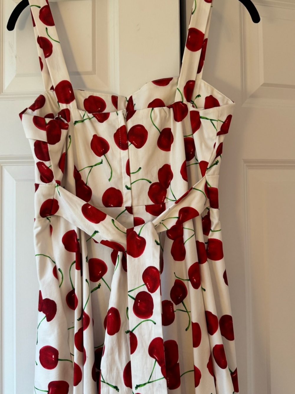 Cream Sundress with Red Cherry Print - Picture 8 of 9